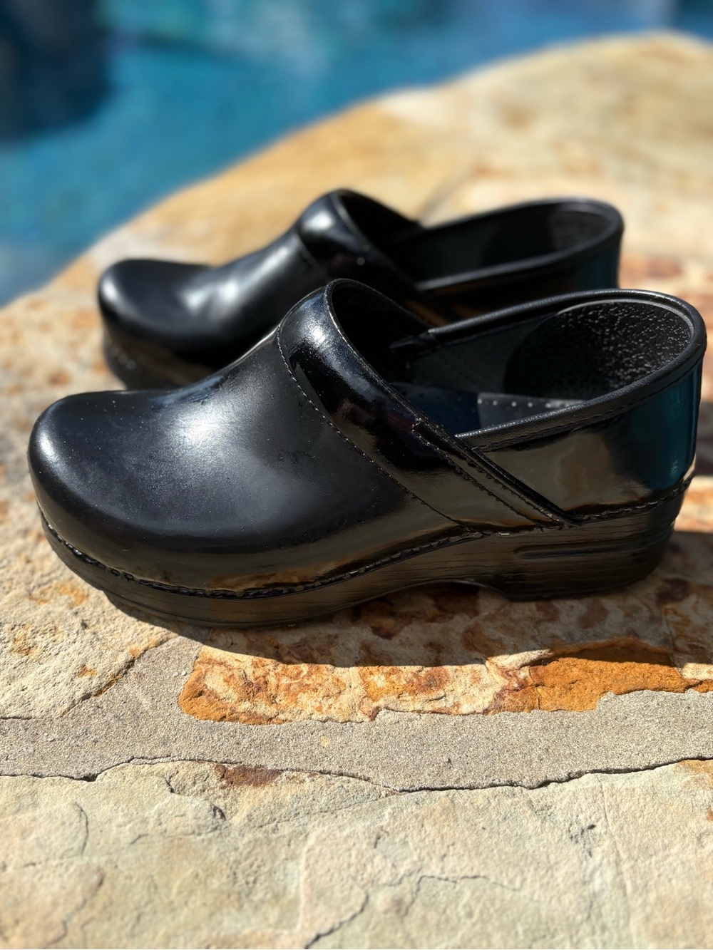 Dansko Professional Black Patent Leather Slip-On Clogs Size EU 38/ US 7.5-8